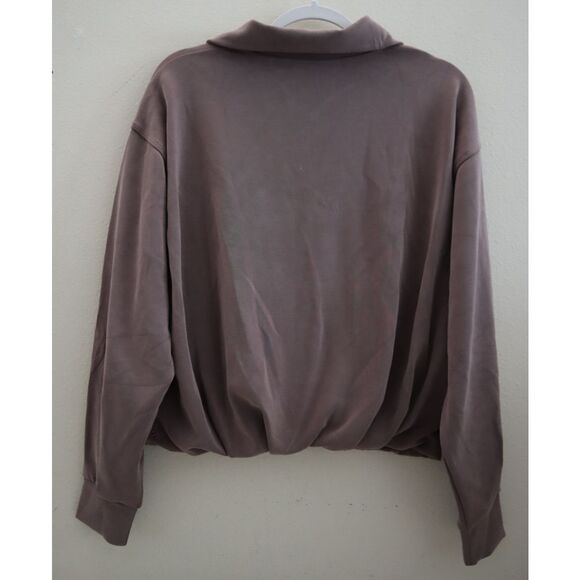 Athleta 473718-032 Women's Sz S Mauve Seasoft 1/4 Zip Bubble Hem Sweatshirt - Picture 2 of 13